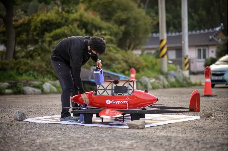 skyports drone services onboard rigitech for korea deliveries