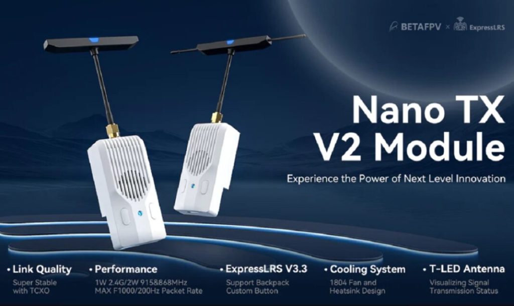 betafpv nano tx v2 first 2w elrs with t led antenna