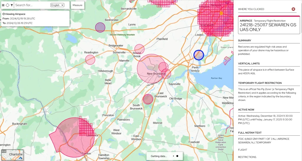 faa restricts drone flights for christmas over parts of new jersey