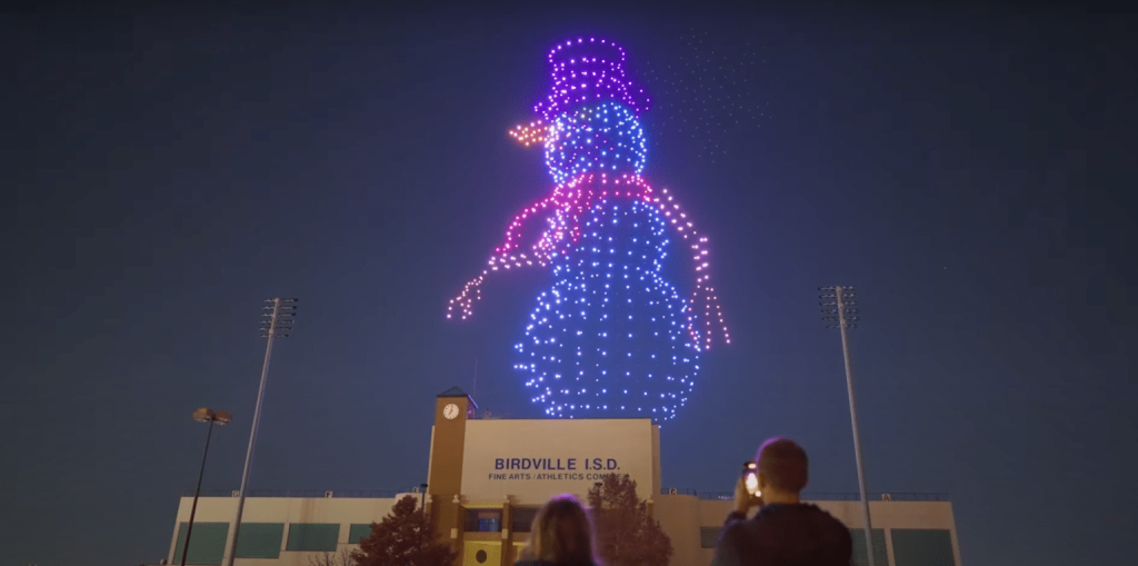 sky elements shatters world record for longest drone animation with christmas spectacle